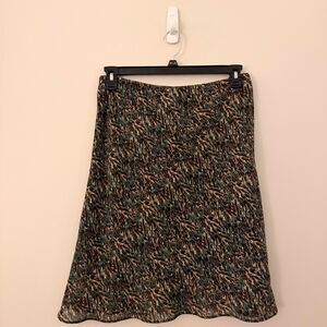 Vintage George green multicolor dainty midi skirt with elastic waistband Size 10